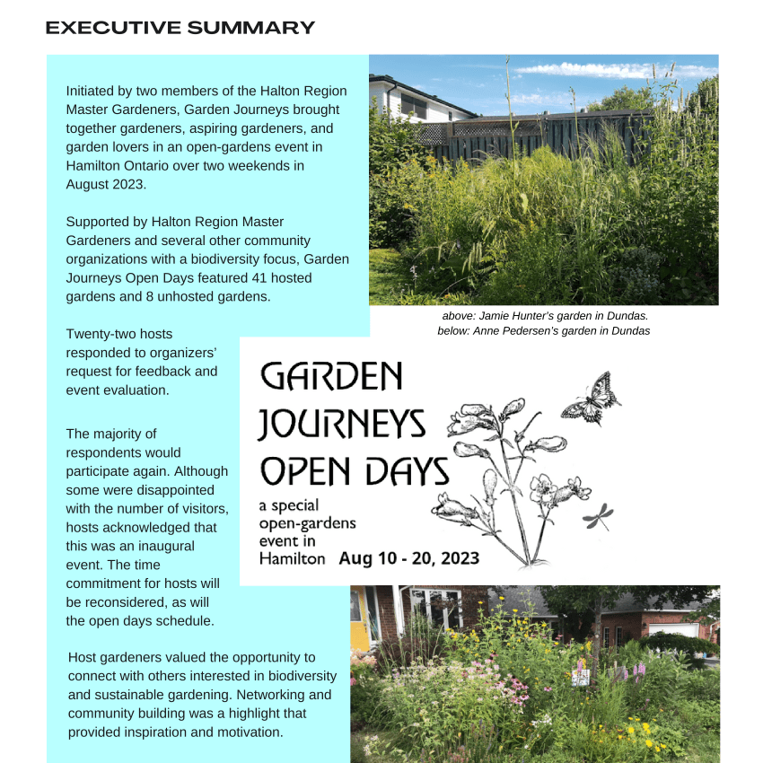 image showing first page of Garden Journeys Open Days Report to Stakeholder. It links to the full pdf document.